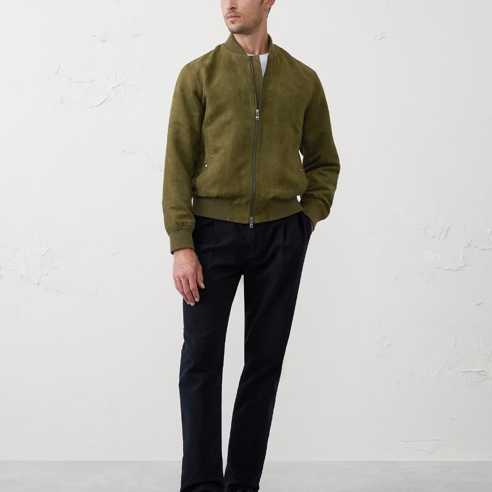 Banana Republic Khaki Vegan Suede Jacket